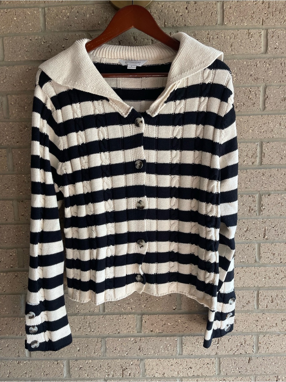 Striped Button-Front Cardigan